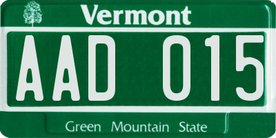 VT license plate AAD015
