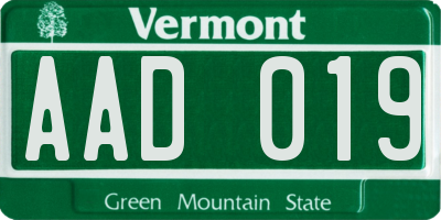 VT license plate AAD019