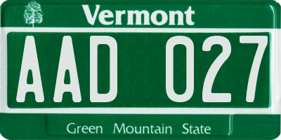 VT license plate AAD027