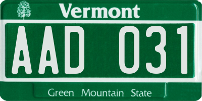 VT license plate AAD031