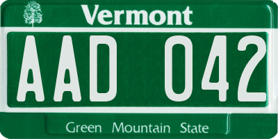 VT license plate AAD042