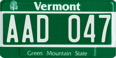 VT license plate AAD047
