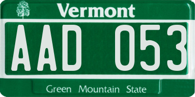 VT license plate AAD053