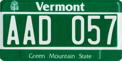 VT license plate AAD057
