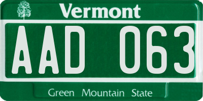 VT license plate AAD063