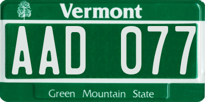 VT license plate AAD077
