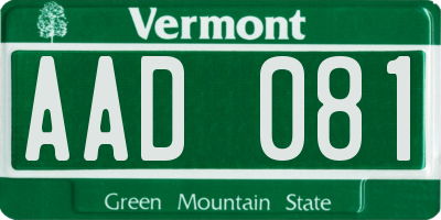 VT license plate AAD081