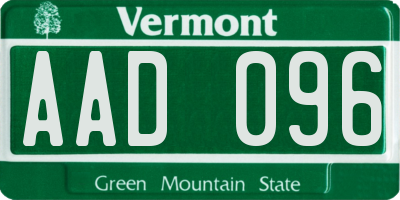 VT license plate AAD096