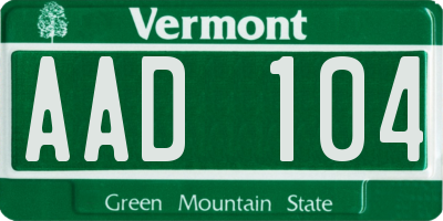 VT license plate AAD104