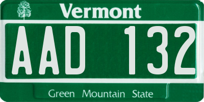 VT license plate AAD132