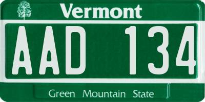 VT license plate AAD134