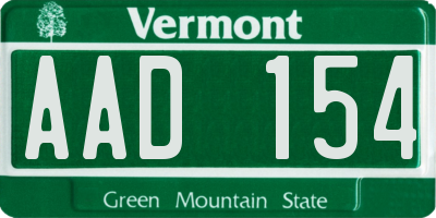 VT license plate AAD154