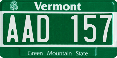 VT license plate AAD157