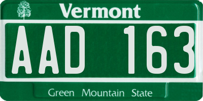 VT license plate AAD163