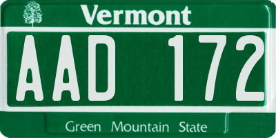 VT license plate AAD172
