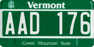 VT license plate AAD176