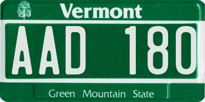 VT license plate AAD180