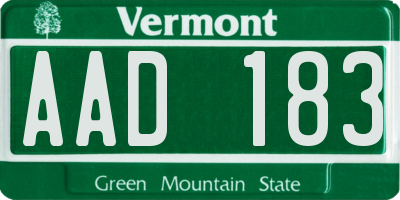 VT license plate AAD183