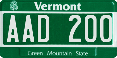 VT license plate AAD200