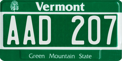 VT license plate AAD207
