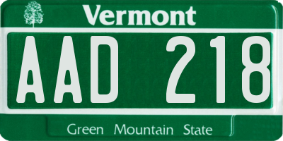 VT license plate AAD218