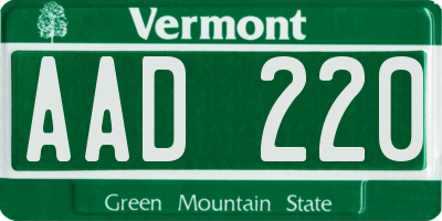 VT license plate AAD220