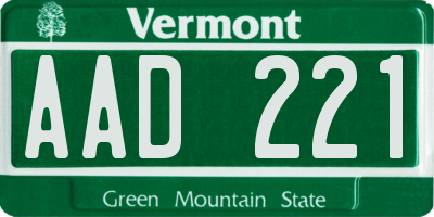 VT license plate AAD221