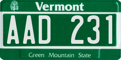VT license plate AAD231