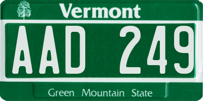 VT license plate AAD249