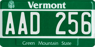 VT license plate AAD256
