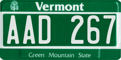 VT license plate AAD267