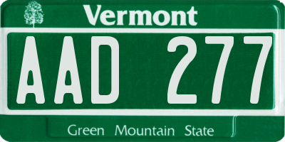 VT license plate AAD277