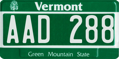 VT license plate AAD288