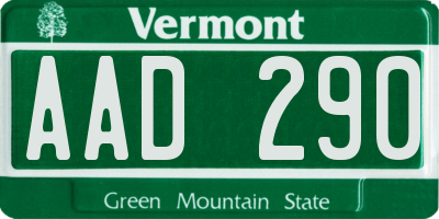 VT license plate AAD290