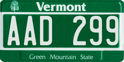 VT license plate AAD299