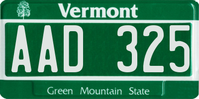 VT license plate AAD325