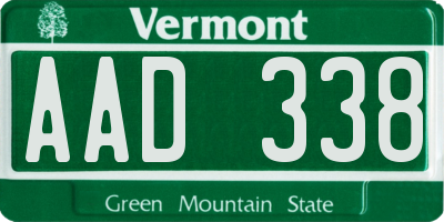 VT license plate AAD338