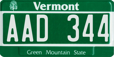 VT license plate AAD344