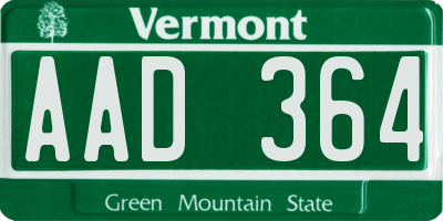 VT license plate AAD364