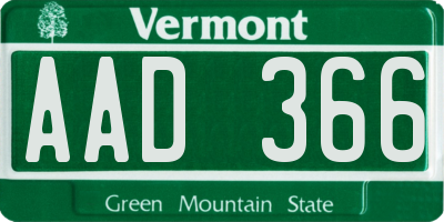 VT license plate AAD366