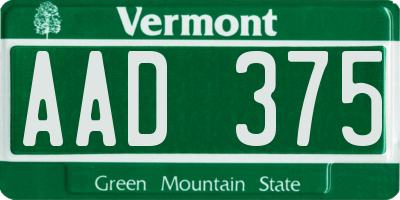 VT license plate AAD375
