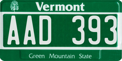 VT license plate AAD393