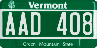 VT license plate AAD408