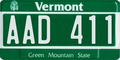 VT license plate AAD411
