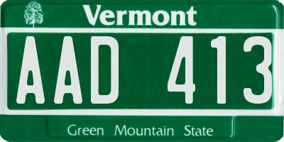 VT license plate AAD413
