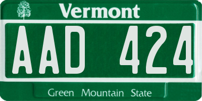 VT license plate AAD424