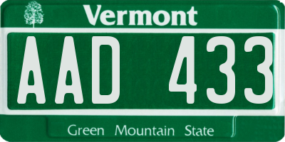 VT license plate AAD433