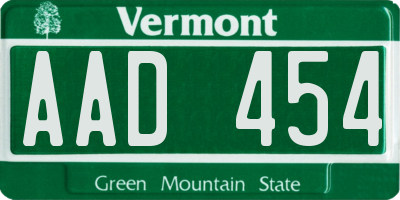 VT license plate AAD454