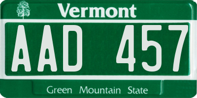 VT license plate AAD457