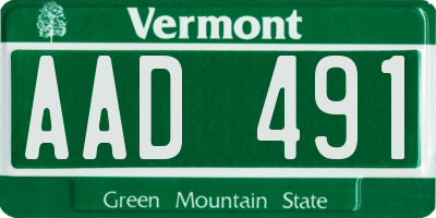 VT license plate AAD491